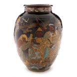 A late 19th Century Japanese terracotta ovoid vase.