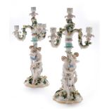 Pair of Dresden figural candelabra.