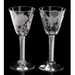 Pair of engraved airtwist wine glasses
