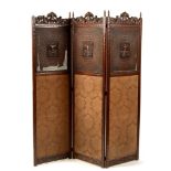 Late 19th century three fold mahogany dressing screen