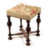19th Century William and Mary style walnut stool