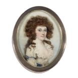 A follower of Frederick Buck - a miniature bust portrait of a young woman