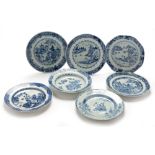 Six Chinese blue and white plates.