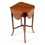 An Edwardian satinwood and painted drop-leaf occasional table