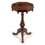 Victorian walnut octagonal inlaid games table