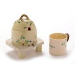 Belleek honey pot and mug