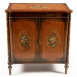 A 20th Century Sheraton revival painted mahogany side cabinet