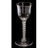 Wine glass with opaque twist stem