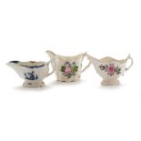 Three English porcelain cream jugs