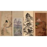 Four Chinese scroll paintings