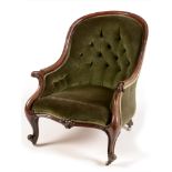 Victorian mahogany easy armchair