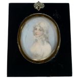 Attributed to Nathaniel Plimer - a miniature portrait of a lady