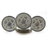 Set of ten Chinese blue and white plates