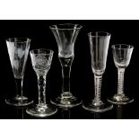 Five 18th Century wine glasses