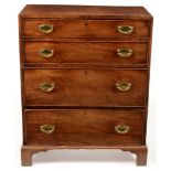 George III and later mahogany and ebony strung secretaire chest