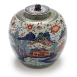 Clobbered Chinese jar and cover
