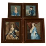 After Sir Joshua Reynolds and others - four miniature portraits