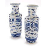 Pair of Chinese blue and white dragon vases