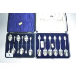Two cased silver teaspoon sets