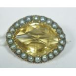 Citrine and pearl brooch