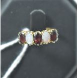 Garnet and opal ring