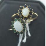 Two opal cluster rings