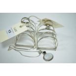 Pair silver toast racks and a necklace