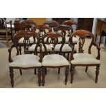 Eight reproduction balloon back dining chairs