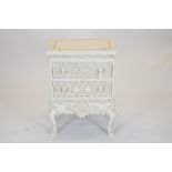 White and gold painted chest on stand