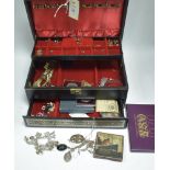 A box of costume jewellery and coins