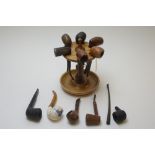 Vintage tobacco pipes and stand