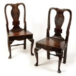 pair of early 19th century carved stained beech dining chairs in the Georgian style