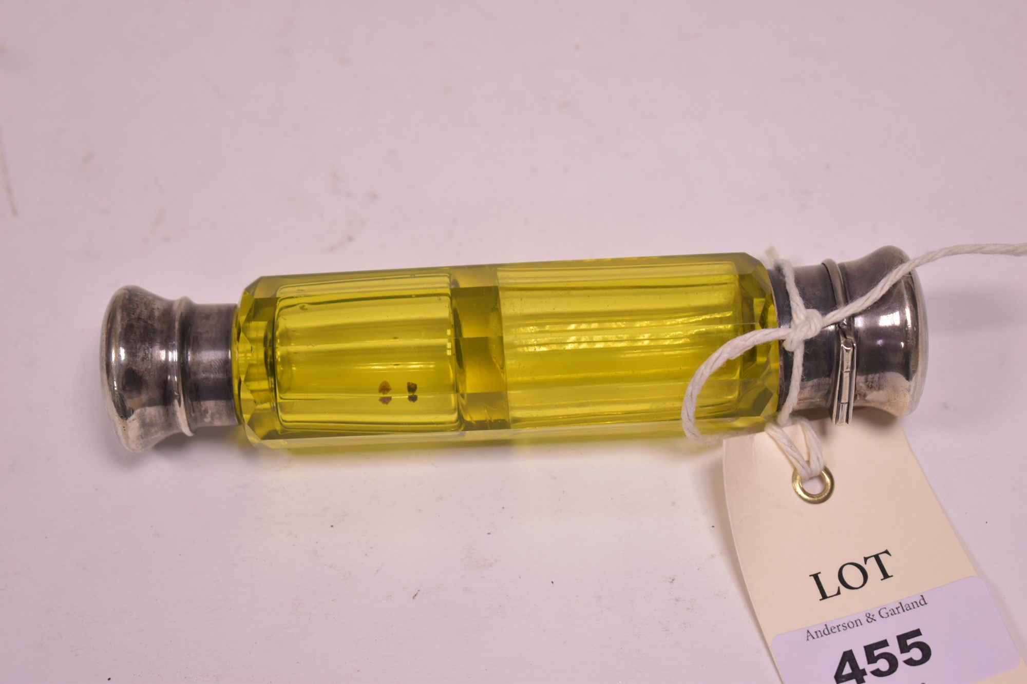 Yellow glass scent bottle