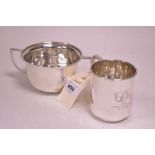 Silver sugar bowl and mug