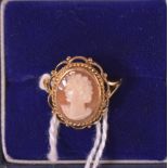 Shell cameo ring