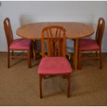 Oak dining table and three dining chairs