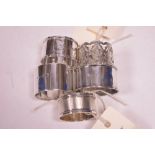 Five silver napkin rings