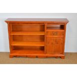 20th Century yew wood open bookcase