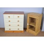 Modern chest of drawers and glazed cabinet