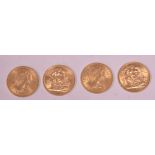 Four gold sovereigns