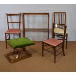 Edwardian bedroom chairs, towel airer, and gout stool.