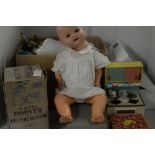 Vintage toys including dolls and doll's house furniture