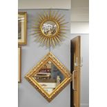 Sunburst mirror and gilt framed mirror