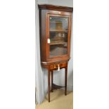 20th Century mahogany corner cabinet on stand