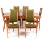 Mid-Century teak dining table and six chairs