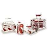 Composite Art Deco ruby flash dressing table set