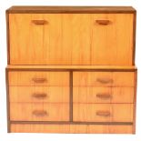 A mid-Century fruitwood veneer bureau