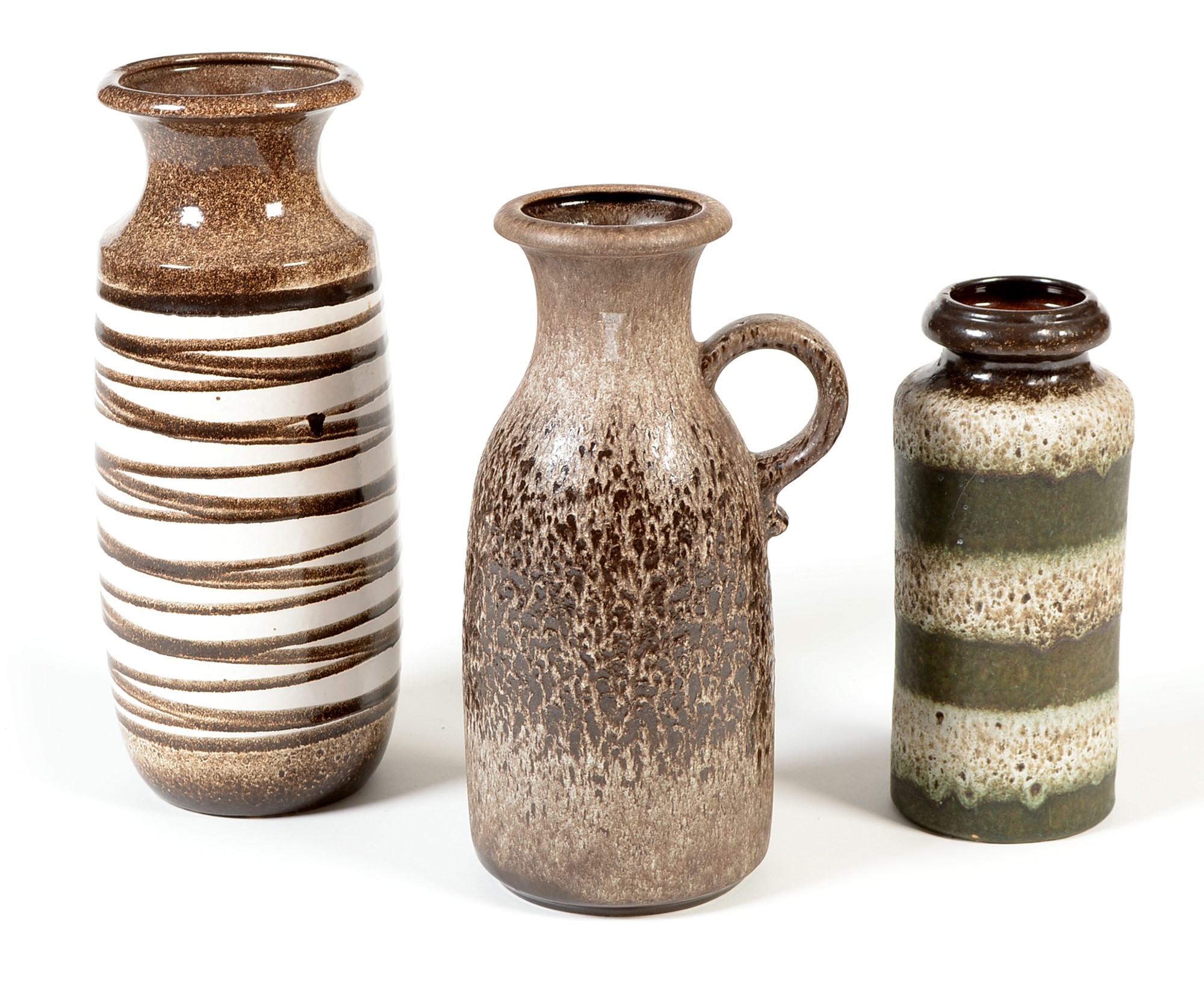 Three West German pottery vases