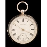 Silver Waltham open face pocket watch