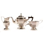 George V silver three piece silver tea service